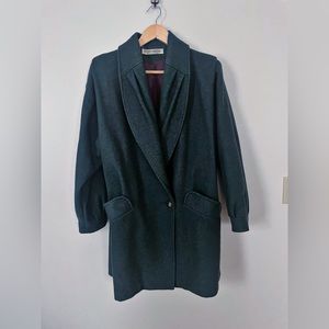 Donnybrook Vintage Pleated Green Wool Coat - Sz 12